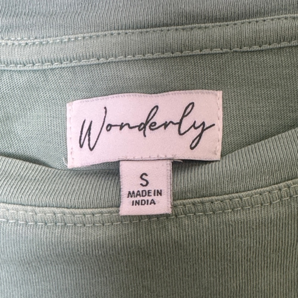Wonderly Sage Green Cotton Peplum Tank Top Sleeveless Flowy Casual Soft Size S/M - Picture 2 of 5